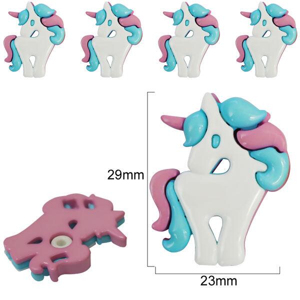 enfeite unicornio rosa azul e branco